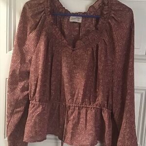 Floral Ruffle Blouse in Brown